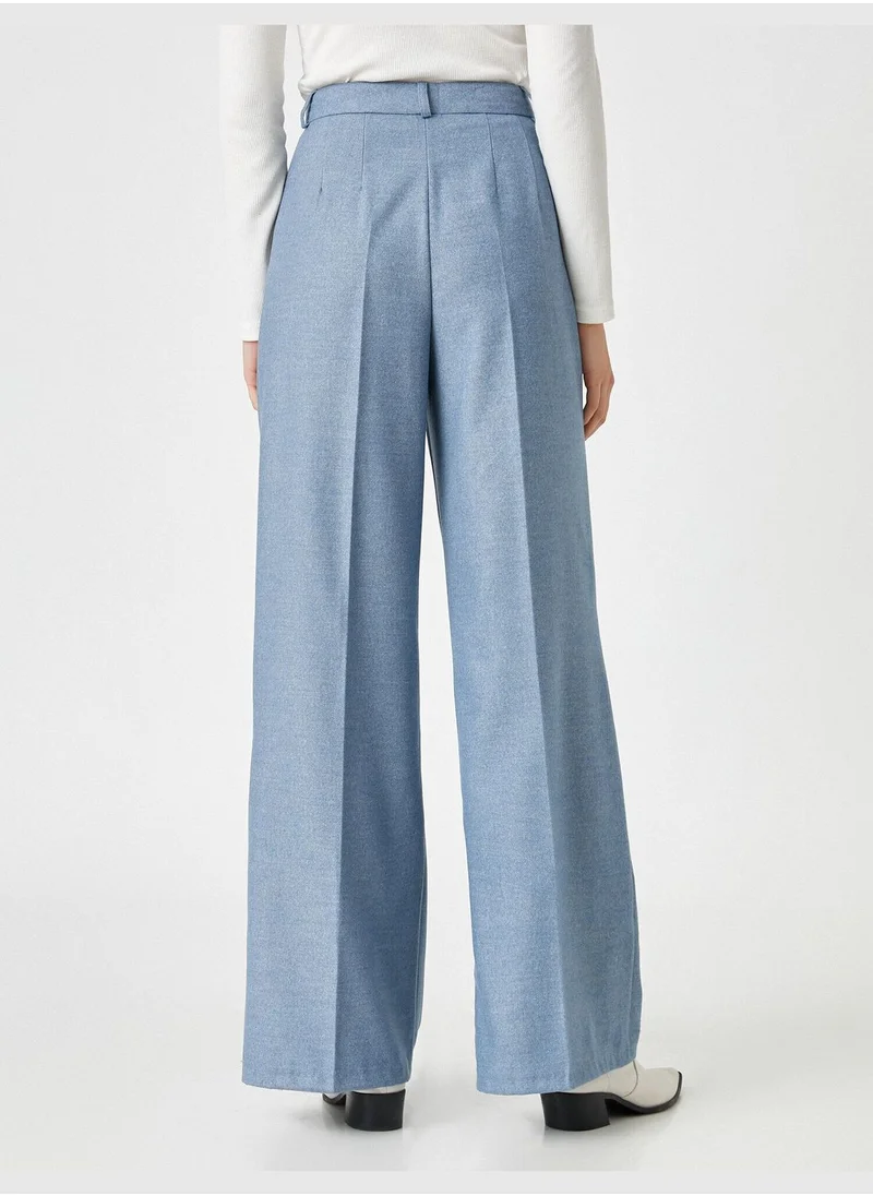 كوتون Wide Leg Pleated Pants