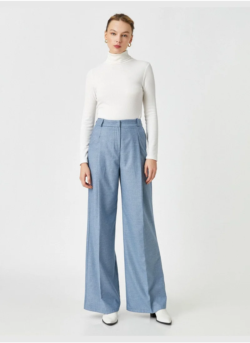 كوتون Wide Leg Pleated Pants