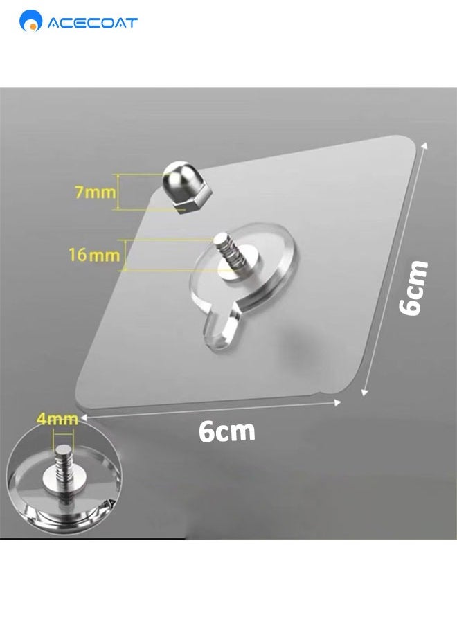 ACECOAT - 20 PCS Adhesive Hooks Heavy Duty, Wall Hooks for Hanging,Wall Hangers without Nails,2 in 1 Screw Free Sticker for Wall Mount Shelf,Waterproof Rustproof (16mm) - Image 1