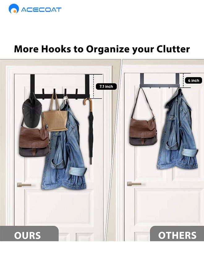 ايسكوت شماعة خطافية فوق الباب من، شماعة شديدة التحمل فوق الباب مقاومة للصدا - 12 خطاف، رف منظم فوق الباب موفر للمساحة لتعليق المعاطف والمناشف والشنط والروب، 25 كجم، أسود - Image 5