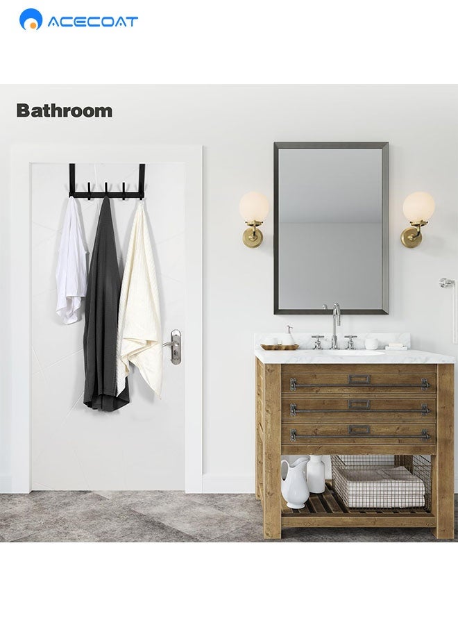 ايسكوت شماعة خطافية فوق الباب من، شماعة شديدة التحمل فوق الباب مقاومة للصدا - 12 خطاف، رف منظم فوق الباب موفر للمساحة لتعليق المعاطف والمناشف والشنط والروب، 25 كجم، أسود - Image 3