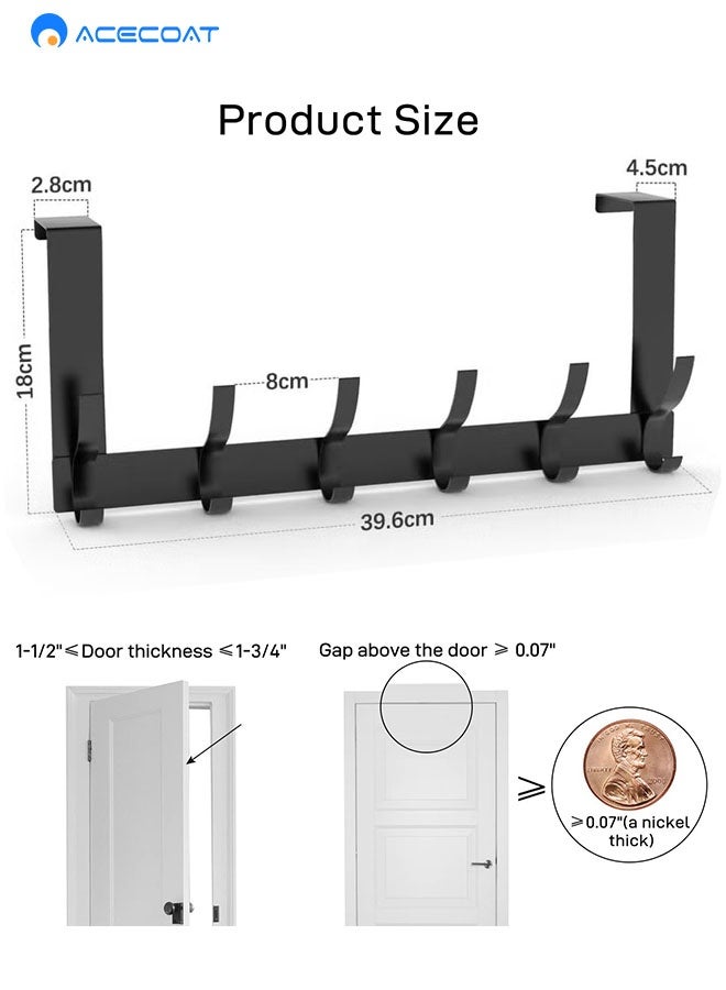 ايسكوت شماعة خطافية فوق الباب من، شماعة شديدة التحمل فوق الباب مقاومة للصدا - 12 خطاف، رف منظم فوق الباب موفر للمساحة لتعليق المعاطف والمناشف والشنط والروب، 25 كجم، أسود - Image 2