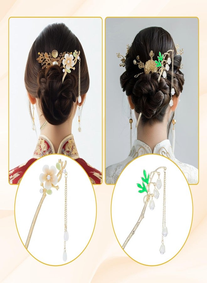 Styquenzer 2 PCS Lily of the Valley Chinese Hair Sticks for Women, Lily Flower Tassels Hairpin Set Dangle Tassel Pendant Hairs Accessories Traditional Asian Hairs Accessories Chinese Hair Pins for Bun Upd - Image 5