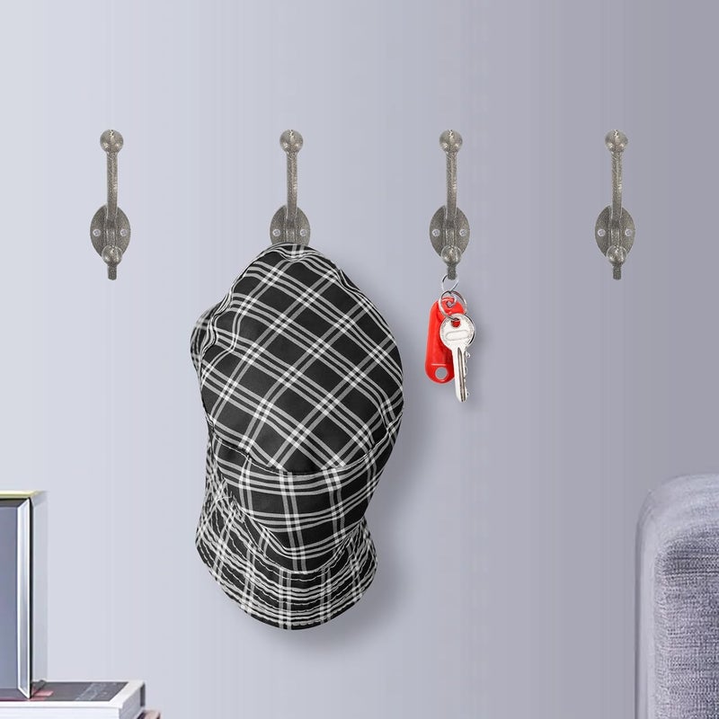 VOSAREA Retro Double Head Cast Iron Coat Hooks Heavy Duty Wall Mounted Metal Hooks for Hanging Coats Hats Bags 5pcs Set Rustic Vintage Style for Entryway Mudroom - Image 5