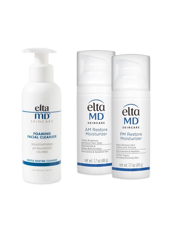 EltaMD AM & PM Moisturizer Facial Kit with Daily Foaming Facial Cleanser, Gentle for Sensitive Skin - Image 1