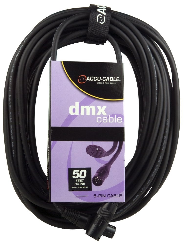 Accu Cable AC5PDMX50 DMX Stage Light Cable 5 Pin Male to 5 Pin Female Connection