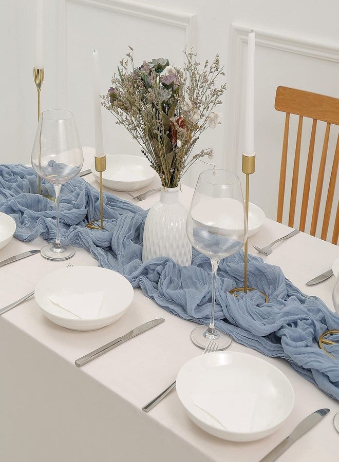 DOLOPL Dusty Blue Cheesecloth Table Runner for Gender Reveal Decorations 13.3ft Boho Gauze Cheese Cloth Table Runner Rustic Sheer Runner 160inch Long for Wedding Bridal Baby Shower Decorations - Image 4