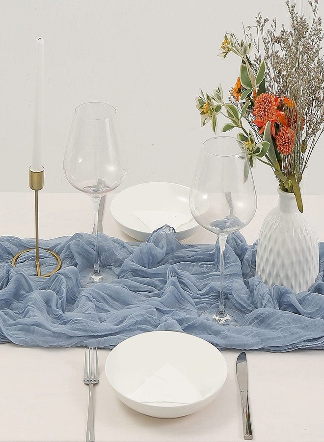 DOLOPL Dusty Blue Cheesecloth Table Runner for Gender Reveal Decorations 13.3ft Boho Gauze Cheese Cloth Table Runner Rustic Sheer Runner 160inch Long for Wedding Bridal Baby Shower Decorations - Image 5