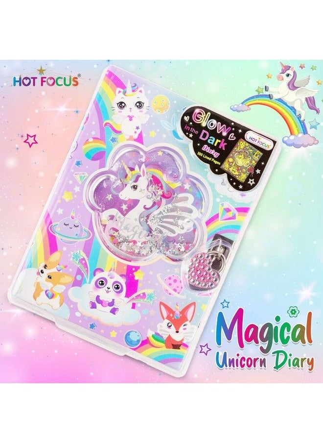 Hot Focus Magical Unicorn Diary With Lock And Key Glow In The Dark Unicorn Diary For Girls With Heart Shaped Pad Lock And 2 Keys 300 Lined Pages Writing Journal Ideal Gift For Girls  - Image 4