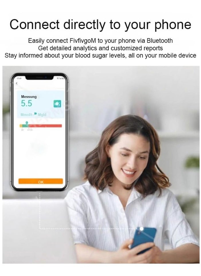 【Non-Invasive Glucose Monitor】Advanced Laser Testing Technology | Real-Time Blood Sugar Tracking Device with SPO2 Measurement | Ergonomic Design for Daily Check