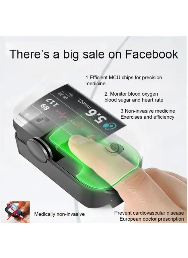 【Non-Invasive Glucose Monitor】Advanced Laser Testing Technology | Real-Time Blood Sugar Tracking Device with SPO2 Measurement | Ergonomic Design for Daily Check