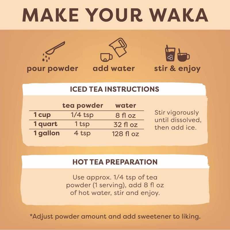 Waka Instant Black Tea Mix, Classic - 100% Tea Leaves, No Additives, Unsweetened Tea Powder for 50 Quarts or 200 Cups - Easy and Quick Hot or Iced Teas (4.5oz) - Image 4