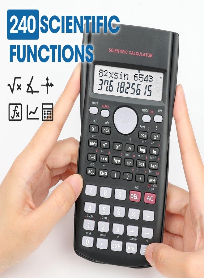 YesBes 6 Pack Scientific Calculators Bulk, 2-Line Large Screen Display 240 Functions Scientific Calculators for Students, Math Algebra Fraction Calculator for High School College School - Image 3
