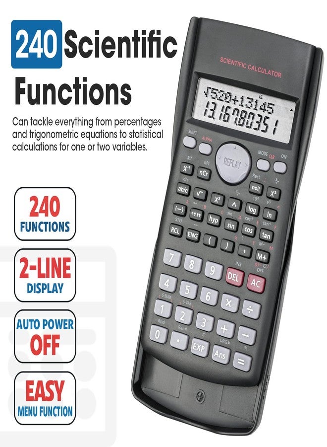 YesBes 6 Pack Scientific Calculators Bulk, 2-Line Large Screen Display 240 Functions Scientific Calculators for Students, Math Algebra Fraction Calculator for High School College School - Image 2