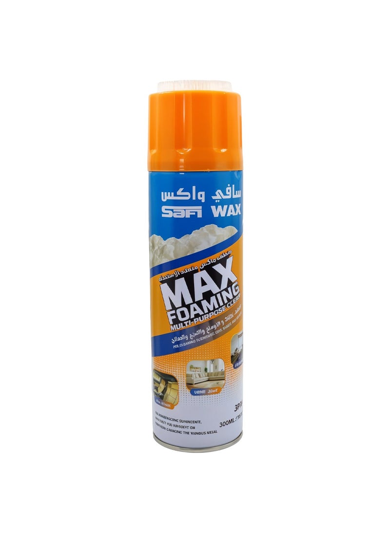 Safi WAX Safi Wax Max Foaming Multi-Purpose Cleaner 300ml Foam-Based Low Moisture Spray for Car Seats, Door Panels, Kitchen, Shoes, Office, Home, Central Consoles, Upholstery Natural Fragrance DIY & Professional Use, SFW-80 - Image 1