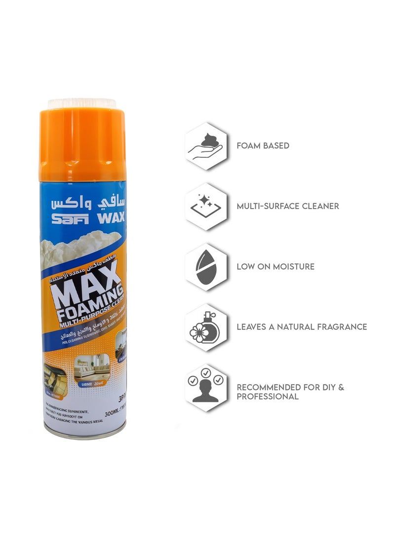 Safi WAX Safi Wax Max Foaming Multi-Purpose Cleaner 300ml Foam-Based Low Moisture Spray for Car Seats, Door Panels, Kitchen, Shoes, Office, Home, Central Consoles, Upholstery Natural Fragrance DIY & Professional Use, SFW-80 - Image 3