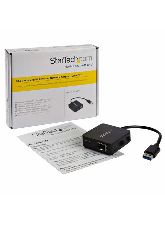 StarTech محول USB إلى الألياف الضوئية - SFP مفتوح - 1000BASE-SX/LX - ويندوز/ماك/لينكس - محول Ethernet USB 3.0 - محول شبكة (US1GA30SFP) باللون الأسود - Image 4