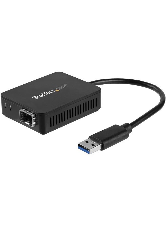 StarTech محول USB إلى الألياف الضوئية - SFP مفتوح - 1000BASE-SX/LX - ويندوز/ماك/لينكس - محول Ethernet USB 3.0 - محول شبكة (US1GA30SFP) باللون الأسود - Image 1