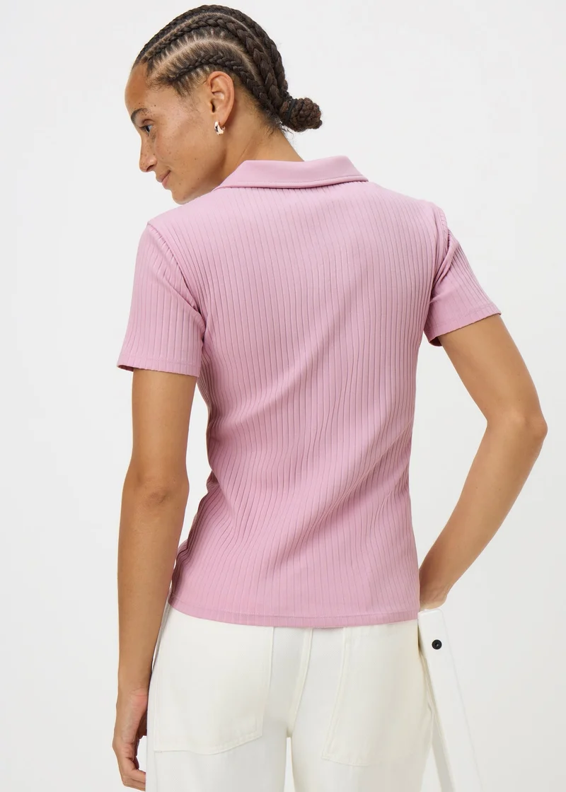 Matalan Pink Ribbed Henley Top