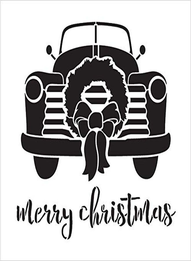 Studio R 12 Merry Christmas Truck with Wreath Stencil - by StudioR12 | Reusable Mylar Template | Use to Paint Wood Signs - Pallets - DIY Christmas Season Decor - Select Size (12" x 12") - Image 4