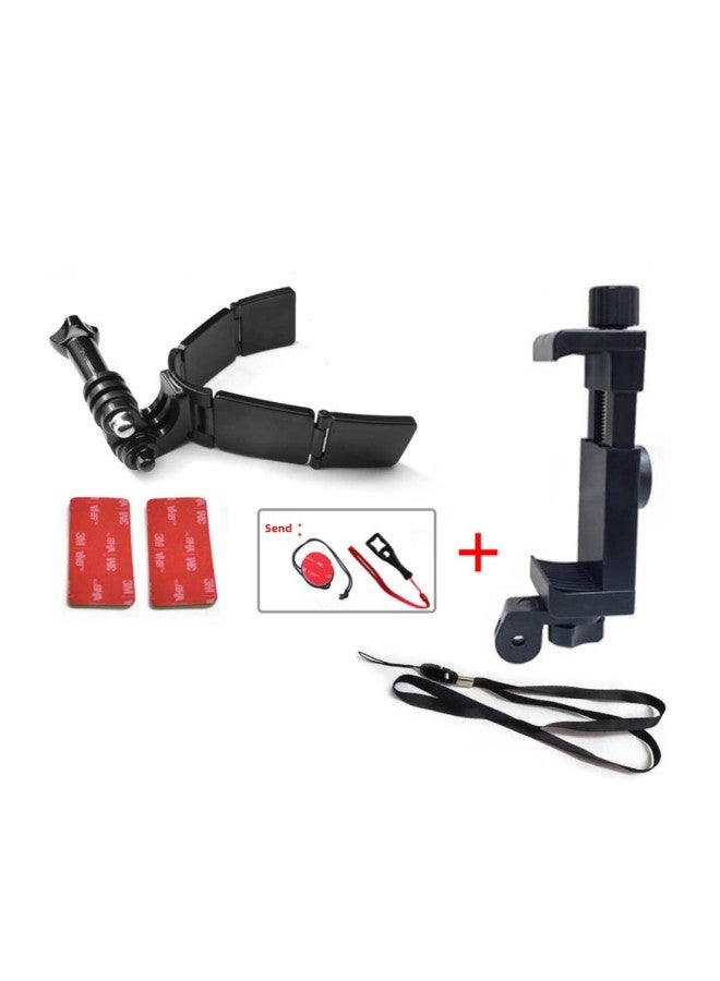Generic Hinge Sports Camera Motorcycle Helmet Chin Bracket For GOPRO For DJI Insta360-Color:Standard Phone Clip Suit - Image 1