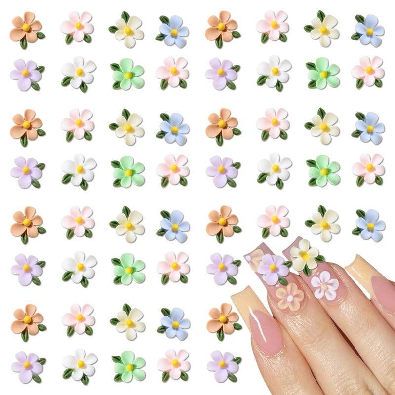 Quezadyl 100Pcs Flower Nails Charms 3D Resin Flower Nail Rhinestones Colorful Floral Nail Gems Mixed Colors Resin Flowers for Acrylic Nails Kawaii Nails Gems and Charms for Women Spring Summer DIY Nails Decor - Image 2