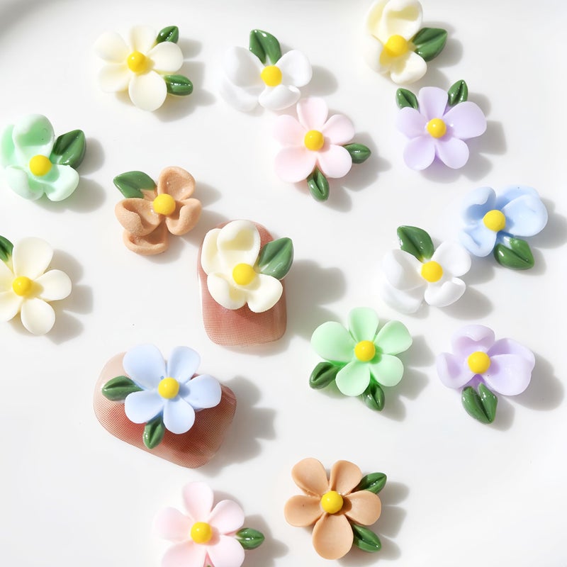 Quezadyl 100Pcs Flower Nails Charms 3D Resin Flower Nail Rhinestones Colorful Floral Nail Gems Mixed Colors Resin Flowers for Acrylic Nails Kawaii Nails Gems and Charms for Women Spring Summer DIY Nails Decor - Image 3