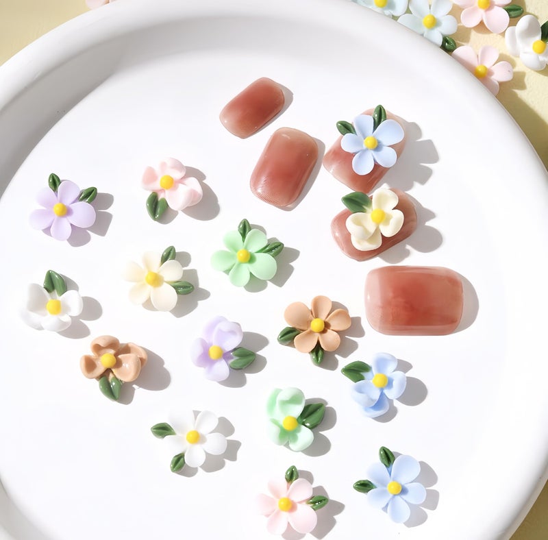 Quezadyl 100Pcs Flower Nails Charms 3D Resin Flower Nail Rhinestones Colorful Floral Nail Gems Mixed Colors Resin Flowers for Acrylic Nails Kawaii Nails Gems and Charms for Women Spring Summer DIY Nails Decor - Image 4