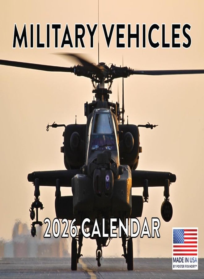 Poster Foundry Military Calendar 2026 Navy Marine Army Vehicles Monthly Wall Calender 12 Month | American Made In The USA - Image 1