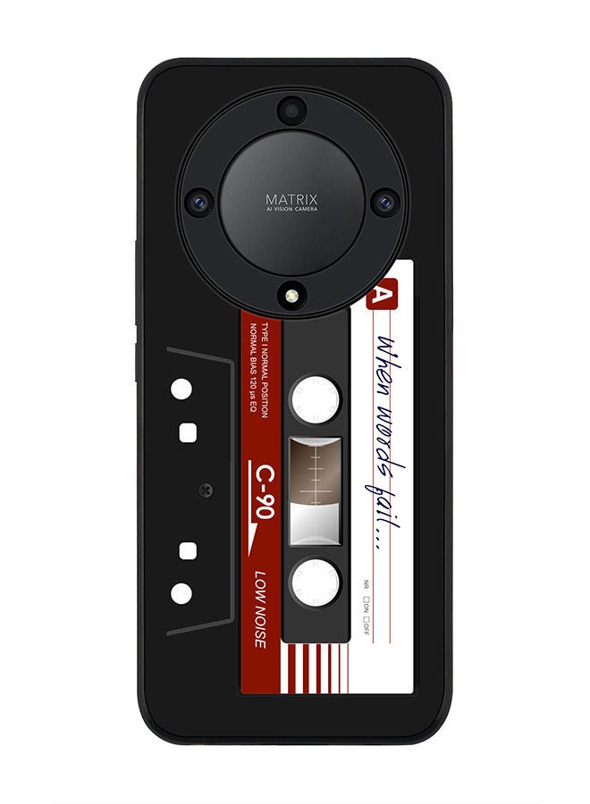 Stylizedd جراب صلب بحافة سوداء لهاتف Honor X9a 5G جراب نحيف ناعم بحواف مطاطية مرنة ومضاد للسقوط من مادة TPU Gel غطاء رفيع - عندما تفشل الكلمات (شريط أسود) - Image 1