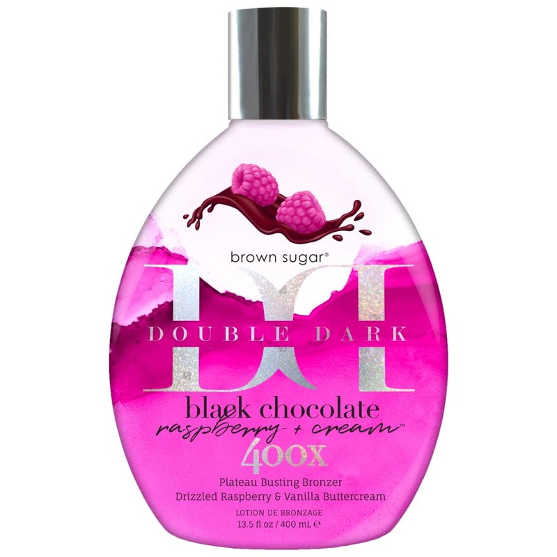 Brown Sugar Black Chocolate Raspberry Cream 400X PlateauBusting Bronzer with Max Silicones Skin Hydrators and Advanced Color Enhancers 135 oz Tanning Lotion