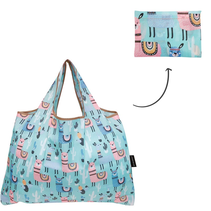 allydrew Large Foldable Tote Nylon Reusable Grocery Bags  6 Pack  Animals Oh My! - Image 4