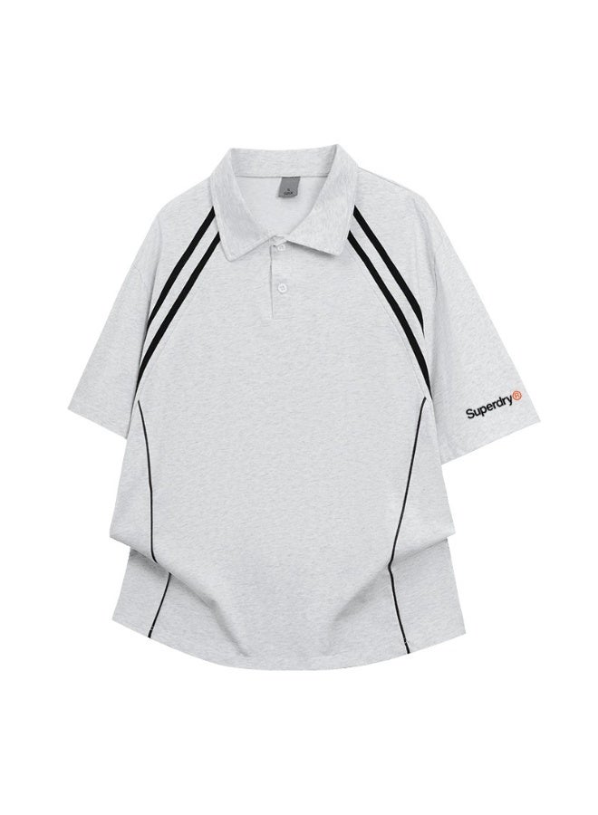 سوبر دراي Superdry Shoulder-inserted parallel bars short-sleeved Polo men's and women's summer beaded cotton sports casual tops - Image 3