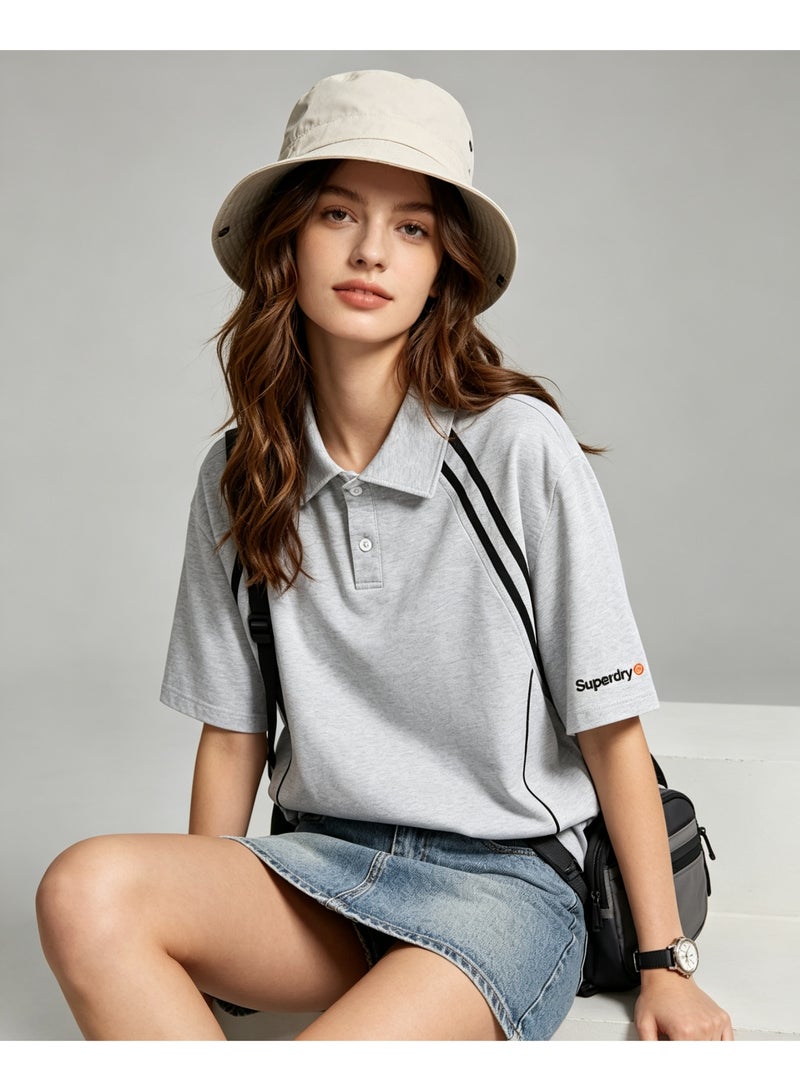 سوبر دراي Superdry Shoulder-inserted parallel bars short-sleeved Polo men's and women's summer beaded cotton sports casual tops - Image 2