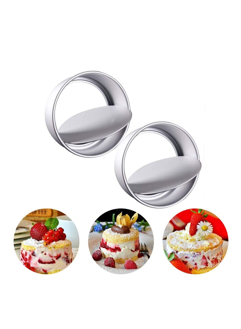 Y&D Baking Round Cake Mould 2 Pack Non Stick Deep Aluminum Pan with Removable Bottom for Wedding Birthday Tin Set Loose Base 10 inch - Image 1