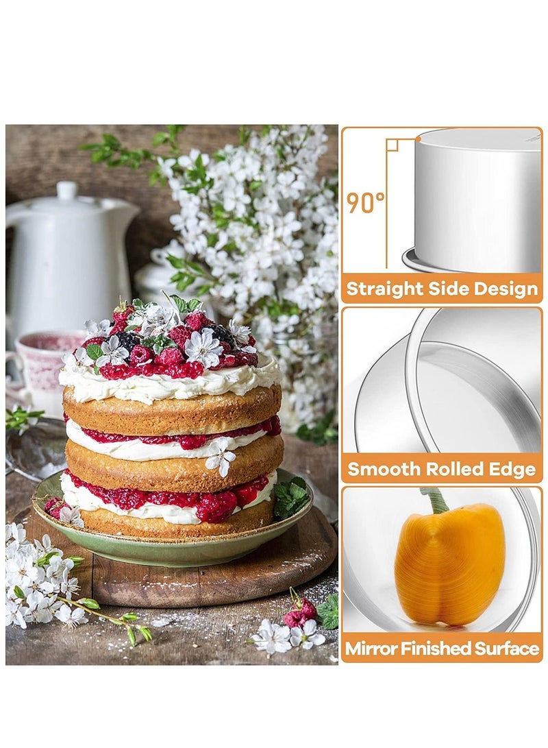 Y&D Baking Round Cake Mould 2 Pack Non Stick Deep Aluminum Pan with Removable Bottom for Wedding Birthday Tin Set Loose Base 10 inch - Image 2