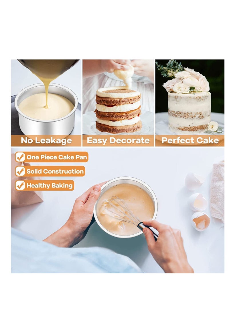 Y&D Baking Round Cake Mould 2 Pack Non Stick Deep Aluminum Pan with Removable Bottom for Wedding Birthday Tin Set Loose Base 10 inch - Image 4