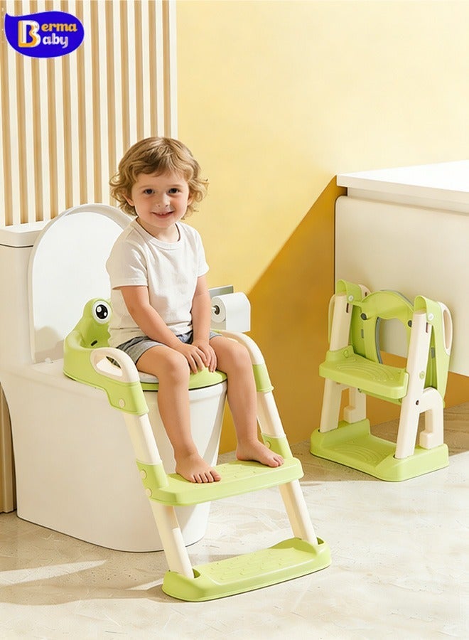 Berma Baby مقعد تدريب على استخدام المرحاض للأطفال مع سلم للمراحيض الغربية، مقعد تدريب على استخدام المرحاض للأطفال مع وسادة بمقبض، كرسي تدريب على استخدام المرحاض للأطفال، مقعد تدريب على استخدام المرحاض للأطفال من عمر سنتين إلى خمس سنوات، أولاد وبنات - Image 1