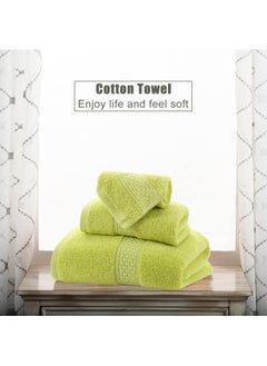 MileMelo 3 Piece Premium Cotton Towel Set 1 Face Washcloth, 1 Hand Towel, 1 Bath Towel, Quick Dry, Breathable & Highly Absorbent Towels, Ultra Soft Towels Ideal for Daily Use Light Green  - Image 4