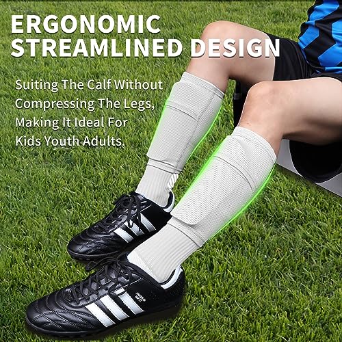 LPONJAR Soccer Shin Guards for Kids Youth Adults - Shin Pads and Sleeves with Optimized Insert Pocket for Boys Girls Men Women for Football Games - Protective Soccer Equipment - Image 4