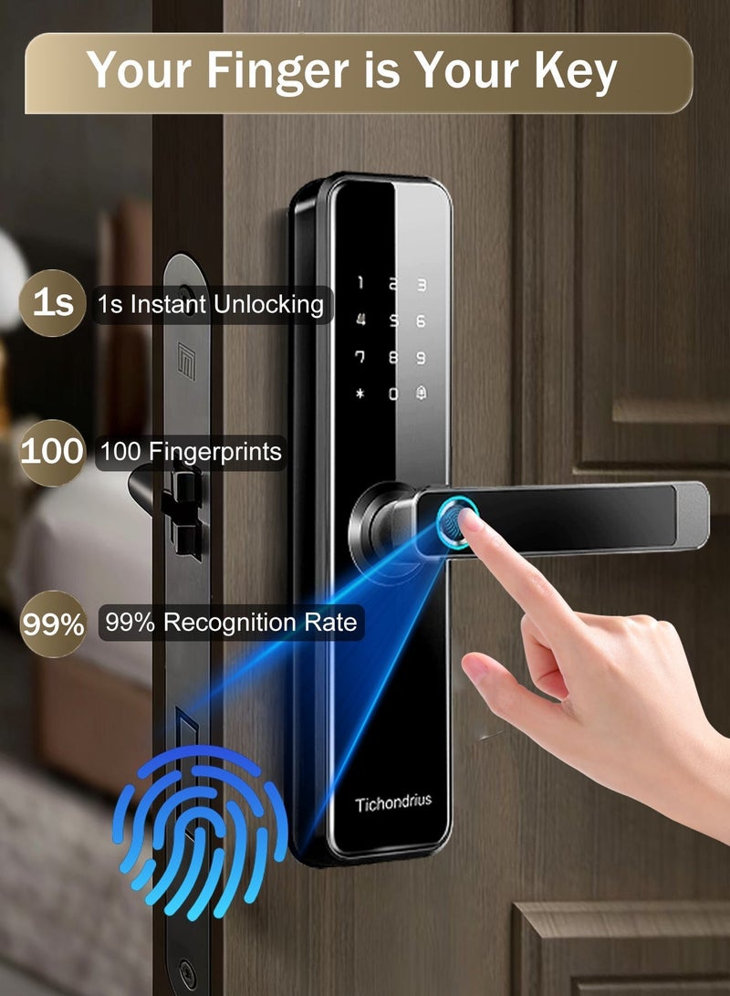 Tichondrius Smart Door Lock with Bluetooth TTLock App, Fingerprint, Passcode, 7*Cards & Key – 5-Way Access Control for Home and Office Security - Image 2