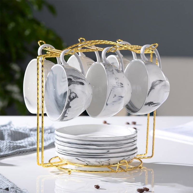 YY YEARCHY Coffee Mug Holder Espresso Cups Holder Drying Rack Drainer Stand Metal Mug Tree Cups Organizer with 6 Hook Hangers for Kitchen Counter and Tea Party - Image 2