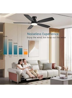 Arabest 52 Inch Low Profile Ceiling Fan with Light and Remote Control, Flush Mount, DC Reversible Motor, Noiseless, Black 6 Speeds for Bedroom  - Image 5
