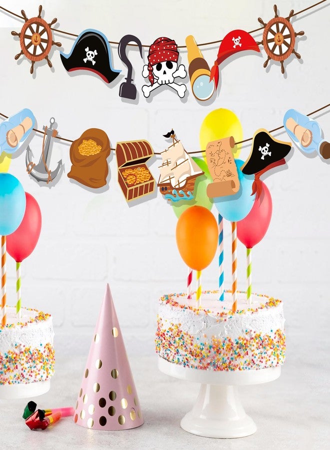 Lide Road لافتة عيد ميلاد بحرية بطابع القراصنة من ليد رود - أحمر، أبيض، أزرق - 8.6 بوصة × 1 بوصة - بوليستر - للأطفال - طقم واحد - تُعلق على الحائط - راية - سفينة أو بحر - Image 3