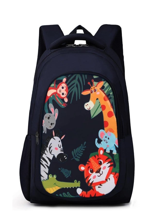 Frantic Waterproof Polyester 26 L School Backpack with Pencil/Staionery Pouch School Bag Daypack Picnic Bag For Boys & Girls (Bk_Blue_Animals_24_A) - Image 1