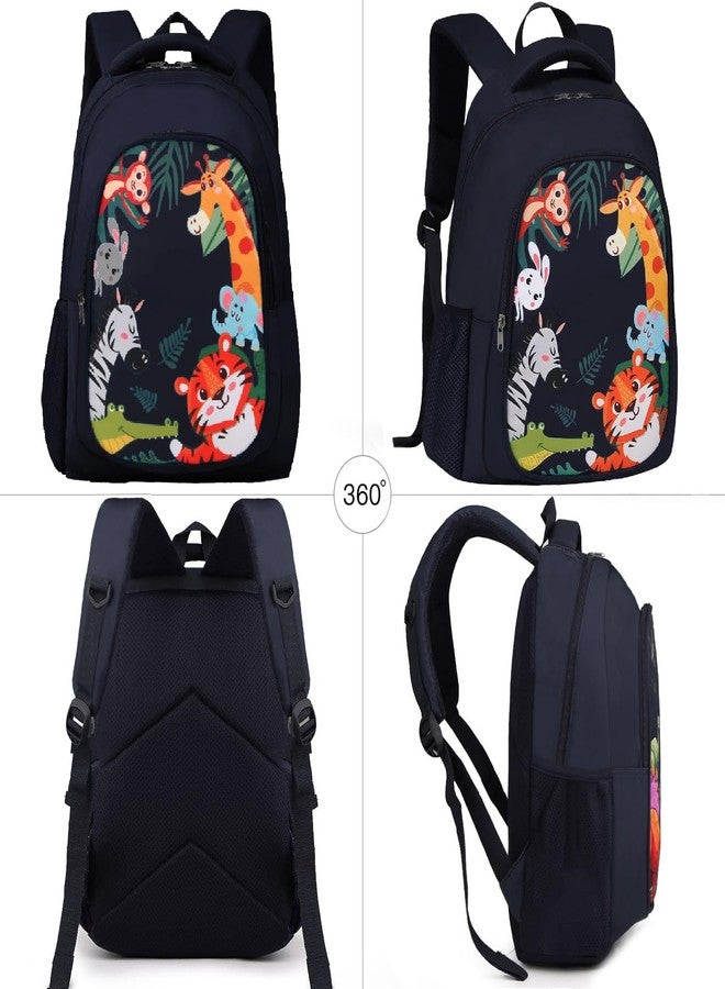 Frantic Waterproof Polyester 26 L School Backpack with Pencil/Staionery Pouch School Bag Daypack Picnic Bag For Boys & Girls (Bk_Blue_Animals_24_A) - Image 5