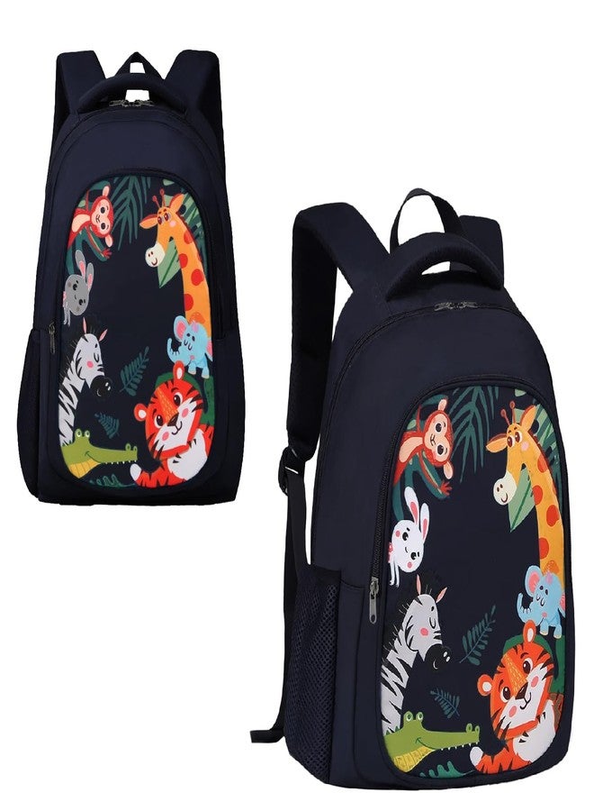 Frantic Waterproof Polyester 26 L School Backpack with Pencil/Staionery Pouch School Bag Daypack Picnic Bag For Boys & Girls (Bk_Blue_Animals_24_A) - Image 3