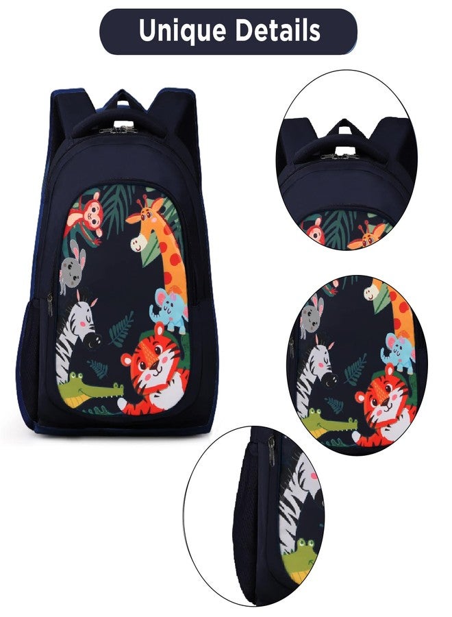 Frantic Waterproof Polyester 26 L School Backpack with Pencil/Staionery Pouch School Bag Daypack Picnic Bag For Boys & Girls (Bk_Blue_Animals_24_A) - Image 4