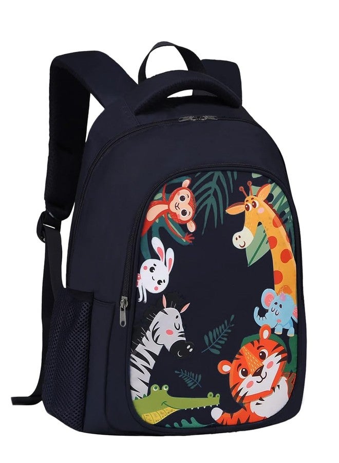Frantic Waterproof Polyester 26 L School Backpack with Pencil/Staionery Pouch School Bag Daypack Picnic Bag For Boys & Girls (Bk_Blue_Animals_24_A) - Image 2