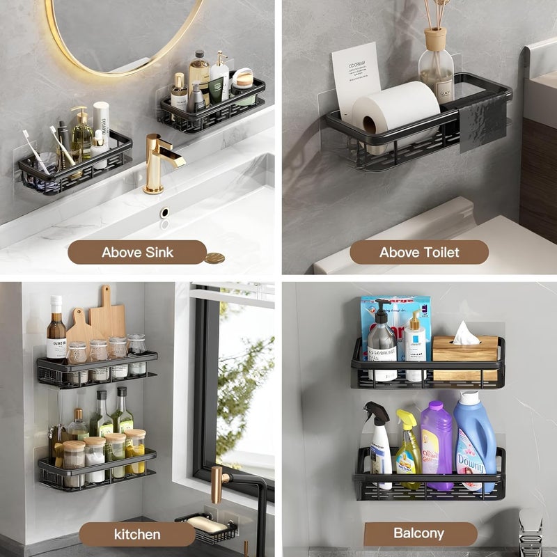 PRAMANTA Soap Sponge Holder Heavy Duty Rust-Free Dishcloth Caddy Organizer Kitchen Sink Caddy Organizer Towel Rack Holder with Drain Tray (1Pcs) (2, Black) - Image 4